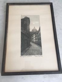 Acquaforte Ettore Mossini , Veduta di borgo Pipa