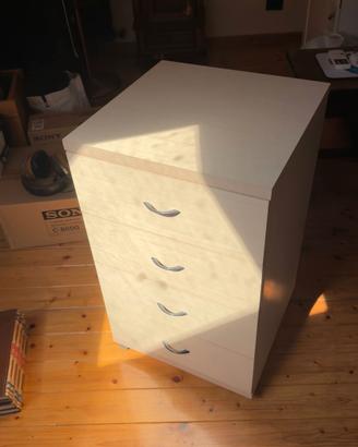 Cassettiera a 4 cassetti effetto rovere chiaro