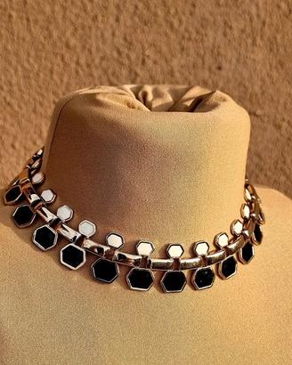 Collana esagonale geometrica "Hexa Noir", OpArt