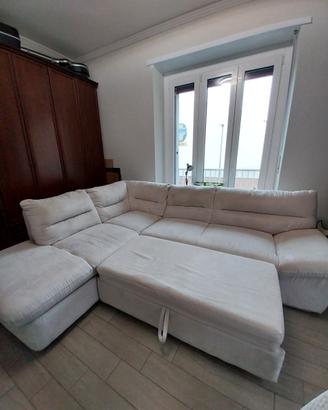 Divano letto angolare Alcantara con contenitore 