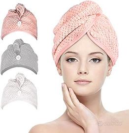 Asciugamano per capelli in microfibra con bottone