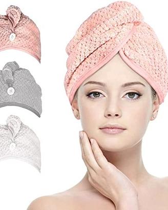 Asciugamano per capelli in microfibra con bottone