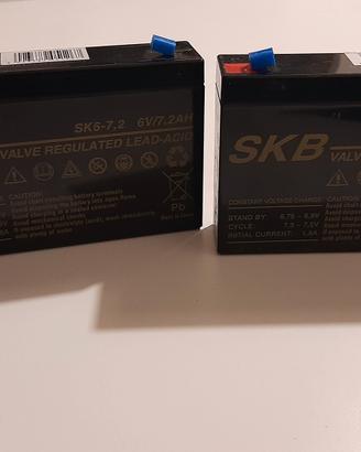 2 batterie SKB al piombo gel 6 volt DC 7,2 Ah