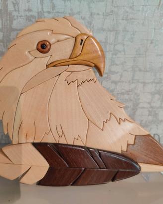 Aquila in Legno Intarsiato a Mano Intarsia Art