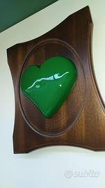 Heart in frame. cuore verde cornice in legno 40 x