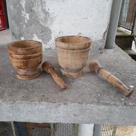 N. 2 MORTAI CON PESTELLO IN LEGNO, VINTAGE