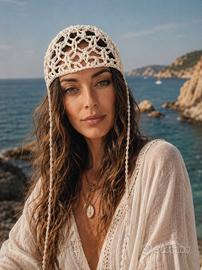 berretto a rete uncinetto cuffia crochet in pizzo 