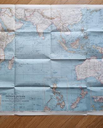 Mappa National Geographic Oceano Indiano Vintage