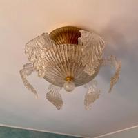 lampadario vetro Murano con foglie e gocce