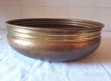 Fioriera grande cesto porta vaso vintage '80 rame