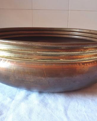 Fioriera grande cesto porta vaso vintage '80 rame