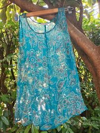 Completo in pura seta. Pantalone 3/4 e canottiera