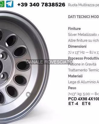 Cerchi ARGTAmM 7-8-9 x 13 4x98 FIAT ALFA