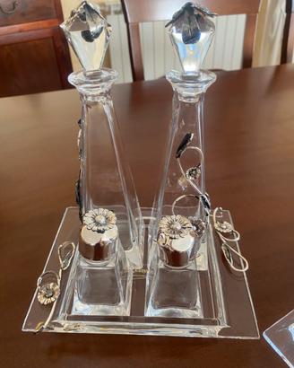 Oliera da tavole in cristallo e argento