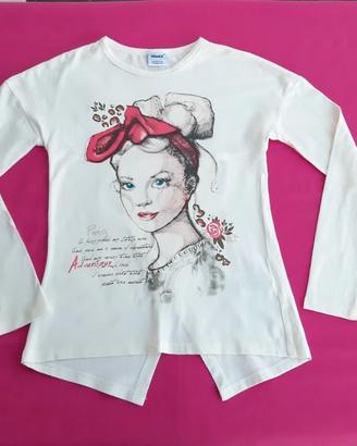 Maglietta  Felpa cotone, panna,10/12 anni .Nuova.