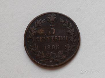 5 CENTESIMI 1895 ROMA – UMBERTO I - REGNO D’ITALIA