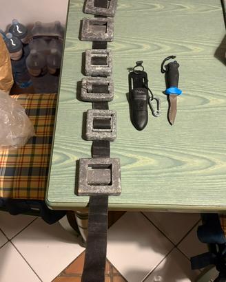 Cintura zavorra e coltello da sub