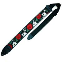 Tracolla Per Chitarra Fantasia Teschi e Rose