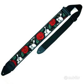 Tracolla Per Chitarra Fantasia Teschi e Rose