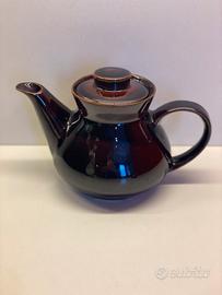Teiera vintage E.P. in ceramica da fuoco