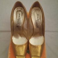 Décolleté oro con tacco donna 