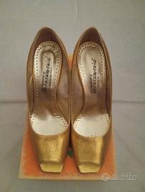 Décolleté oro con tacco donna 