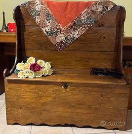 Panca cassapanca in legno massello stile rustico