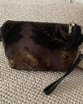 pochette in velluto damascato marrone