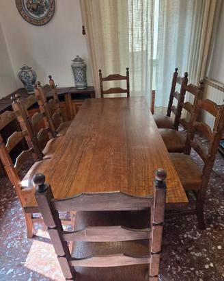 Tavolo da pranzo stile fratino con 8 sedie