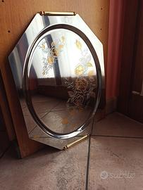 Vassoio in acciaio 18/10 e oro zecchino