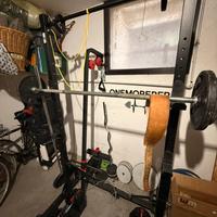 Rack corenght decathlon con pesi e bilanciere