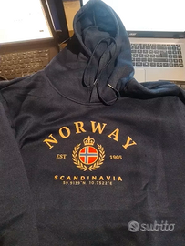 felpa con cappuccio con stampa "NORWAY" taglia XL