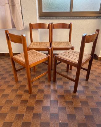 4x Sedie legno artigianali