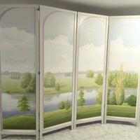 Paravento in legno a 4 ante