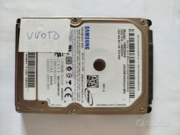 HDD da 250 Gb in formato 2.5", interfaccia S-ATA