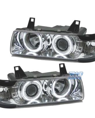 FARI BMW E36 92-98 ANGEL EYES CCFL FONDO CROMATO