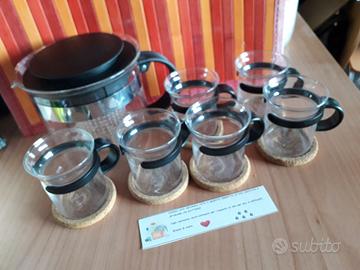 set teiera e 6 tazze con sottotazza Bodum