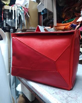 borsa geometrica in pelle 