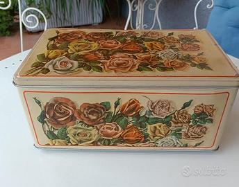 SCATOLA IN LATTA DECORATA STILE LIBERTY 1940 RARA