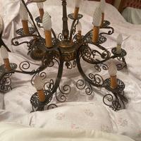 Lampadario classico, ferro battuto-ottone, 12 luci