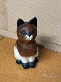 Gatto vintage in legno massiccio da collezione