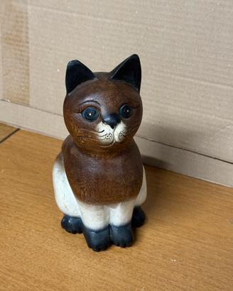 Gatto vintage in legno massiccio da collezione