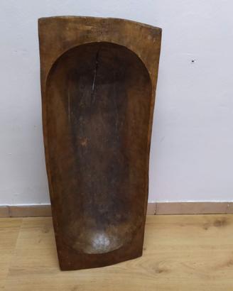 Antica Madia Trogolo in Legno Scavato a Mano 96cm