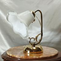 Lampada da tavolo abat-jour ottone paralume vetro