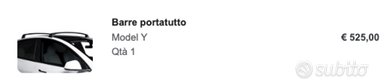 TESLA Barre portatutto per Model Y