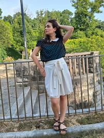 Gonna bianca a vita alta con fiocco. Taglia S