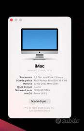Apple iMac 2020 con Intel Core i7 da 3,8 Ghz 27