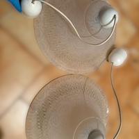 Coppia Lampadari Vintage in Vetro Lavorato