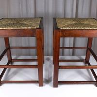 Coppia sgabelli francesi rovere paglia cellulosa