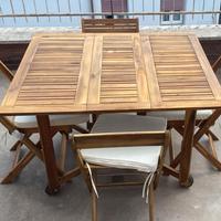 Set Tavolo Acacia con 4 Sedie tutto Richiudibile 